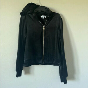 Magaschoni Velour Black & Gold Zip Hoodie Small